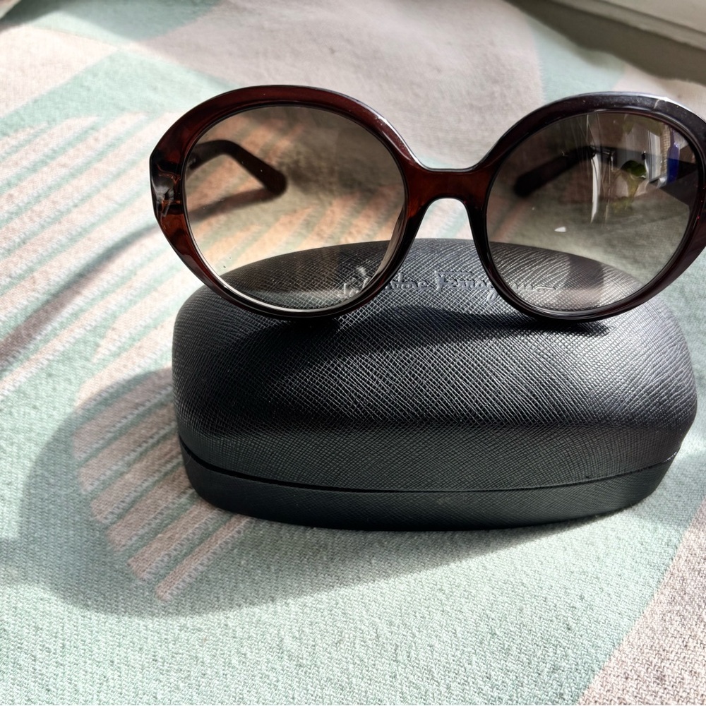 Salvatore Ferragamo 57mm Oval Sunglasses- Crystal Brown - Picture 2 of 7